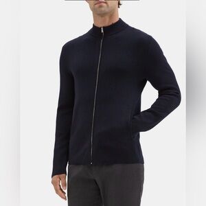 Theory Men Zip-Up Cardigan in Merino Wool Size XS Navy Dark Blue